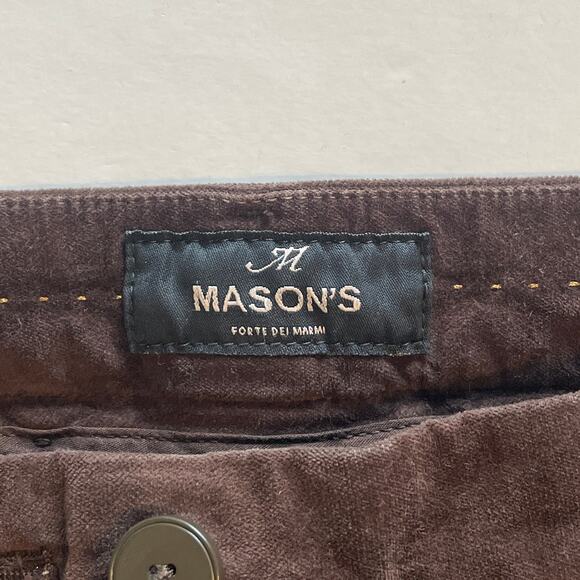 Mason's Velvet Straight Leg Pants Size 44 (US 10) Chocolate Brown Mid Rise Italy - Picture 5 of 10